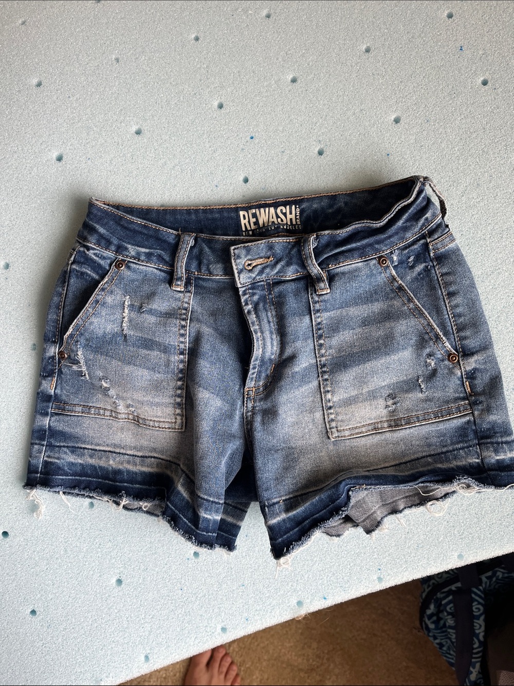 Rewash Washed Blue Distressed Denim Shorts‎